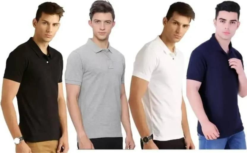 Poly Matte Solid Half Sleeves Mens Polo T-Shirt Pack Of 4